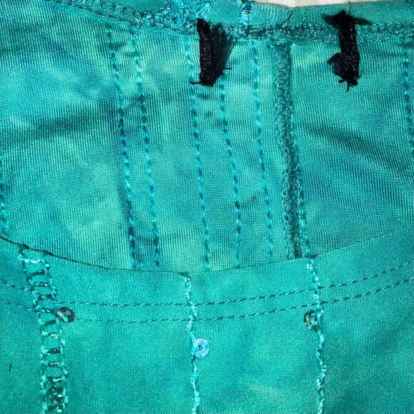 Tie dye sequin ribbon turquoise tunic top fairycore boho hippie mermaidcore Y2K - Picture 5 of 5